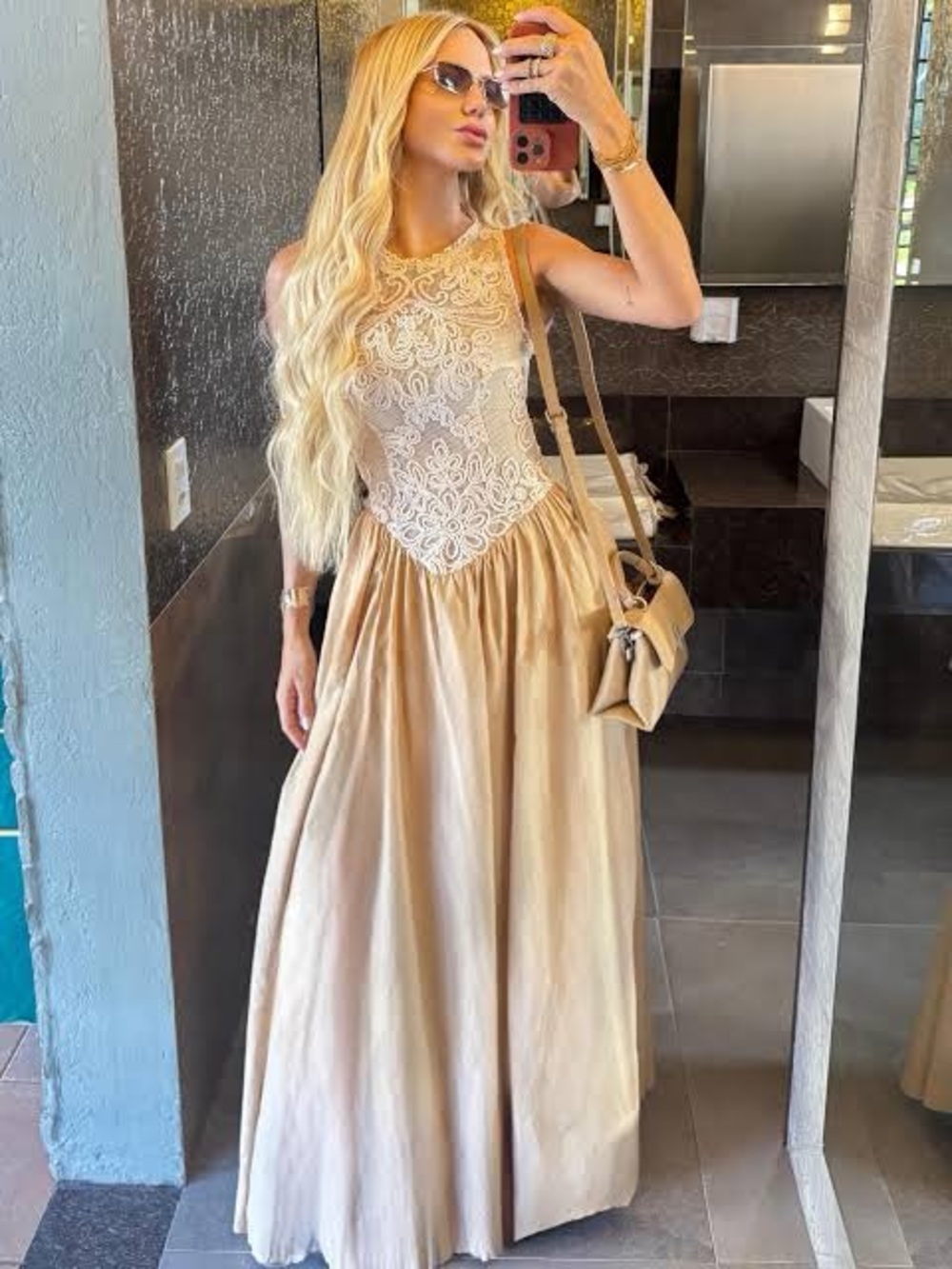 FARM Rio Crochet Lace Full-Skirt Maxi Dress – Size XL NWT